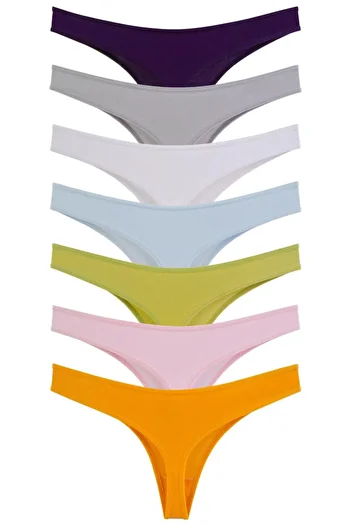 Nicoletta Women's Panties Thong 7 Pack Lycra Mustard