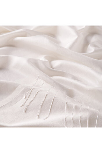 ipekevi Pearl White Mono Shutter Silk Shawl