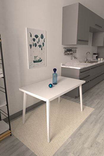 VİLİNZE Avanos Sabit Mdf Beyaz Mutfak Masası - 70x120 Cm