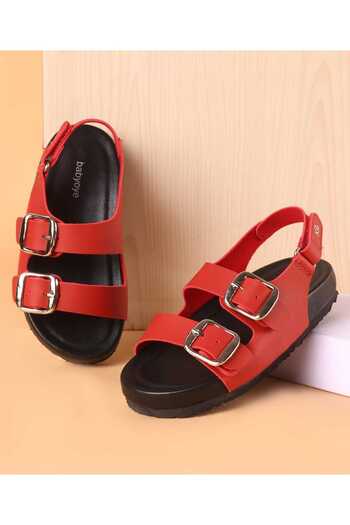 Babyoye Babyoye Sandals with Velcro Closure Solid Colour - Red
