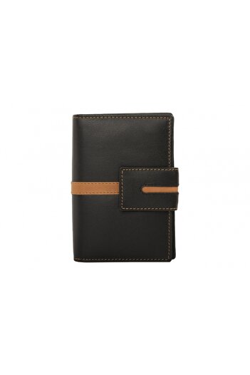 delis Women's wallet, Neira PT1400, genuine leather, Black/Brown