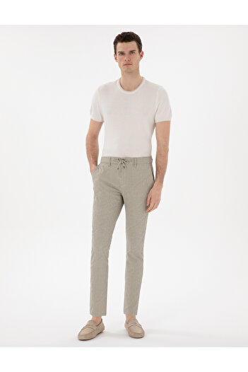 Pierre Cardin HAKİ Slim Fit Gofre Yazlık Kanvas Pantolon 50305235-VR027