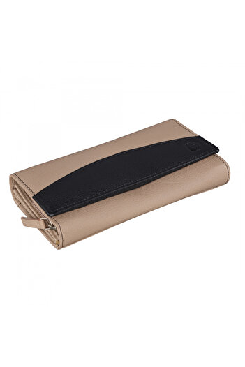 delis Women's Wallet, Bluma Pt1220, Natural Leather, Cream/Black