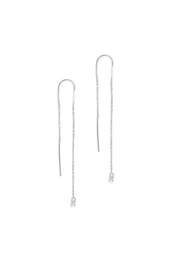 delis Long Drop Earrings with Zirconium in 925 Silver, Rhodium Plated, Without Closure