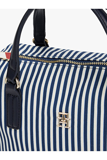 Tommy Hilfiger Kadın Kanvas Tote Mavi Çizgili Çanta