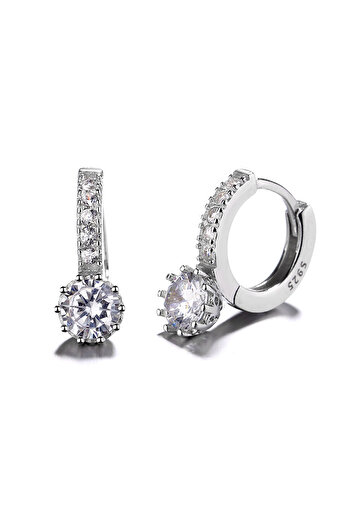 delis Cercei Tortițe Elegante din Argint 925, cu Zirconiu, Placate cu Rodiu, Stil Clasic