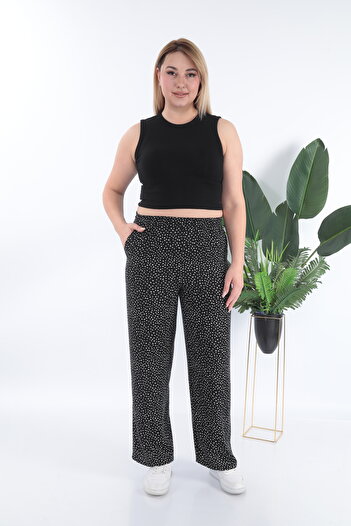 STELLETO Woven Viscose Patterned Flowy Wide Leg Summer Trousers