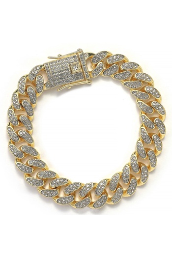 Chavin 12 Mm. 17.5 Cm. Thick Stone Gold Alloy Women's Bracelet Er02Sr