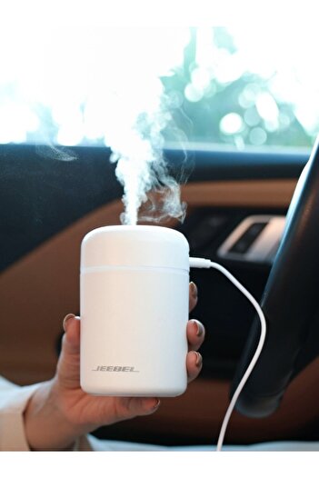 Jeebel Mini Humidifier 300ml with LED Light | USB Powered | Silent Operation | Home & Car Gray