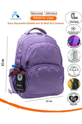Harmela Unisex School Backpack Hrl-34600 Lilac Color for Daily Use