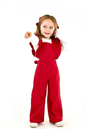 Catz Kids Red Gabardine Doa Jumpsuit + 2 Buckles