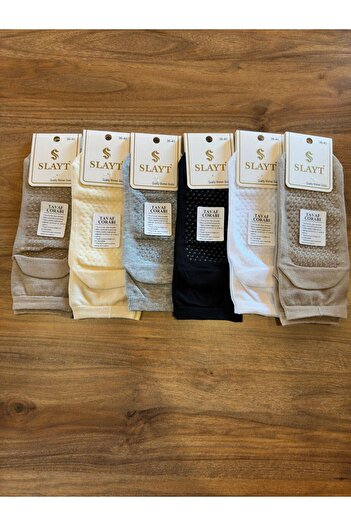 Slayt Non-Slip, Non-Marking Silicone Anti-Slip Cotton Tawaf Socks, Pack of 6