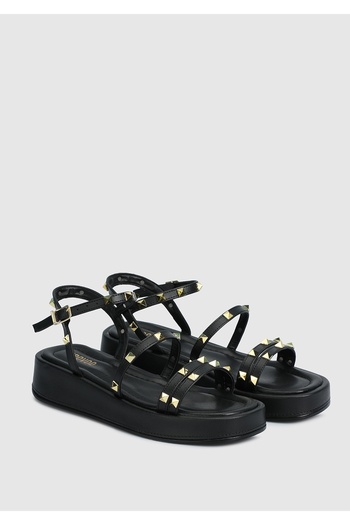 Provoq Black Women's Flat Sandals