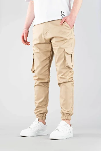 bombe Men's Beige Trousers Cargo Silim Fit