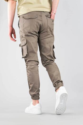 bombe Erkek Vizon Pantolon Kargo Silim Fit