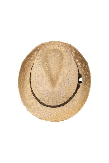 C&City Men's Detailed Straw Hat with Belt - Beige Y24750-09