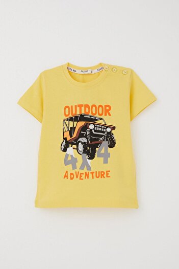 Breeze 1.5-5 Years Old Boy Shorts Set - Adventure Themed and Car Printed, Yellow