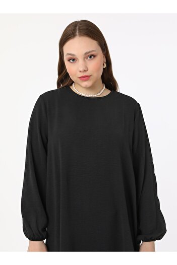 ALİA Plus Size Black Aerobin Set - Tunic and Trousers Double - Alia