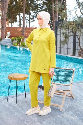 Alvina STRIPED SHIRT COLLAR DOUBLE PANT SUIT 43601
