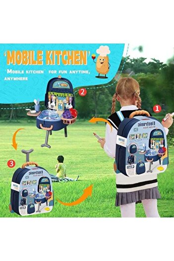 Yelajoy 4-in-1 Kitchen Pretend Cooking Utensils Set, With Real Faucet, Drain Basket, Gift for kids 3+