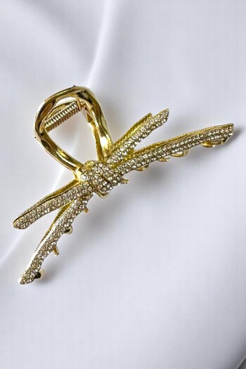 PETEK AKSESUAR Metal Bow Latch Buckle with Stone