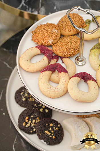 Heda Porselen Platinum Dream Gilded - Porcelain Cookie Holder and Presentation Holder Off White
