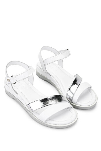 Tamer Tanca Women's Genuine Leather White/Lame Heeled Sandals