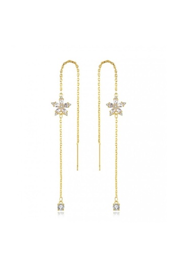 ECARLA Stainless steel earrings, with zirconium, 14K gold plated, with stud, Ecarla, KST2848