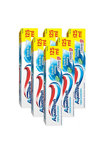 Aquafresh Fresh & Minty Toothpaste with Fluoride, 6 x 125 ml