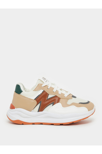 Styli Color Block Round Toe Lace-Up Sneakers