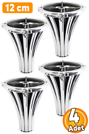 Badem10 (4 Pcs) Istanbul 12 cm Chrome Furniture Sofa Armchair Tv Unit Console Leg Foot Feet