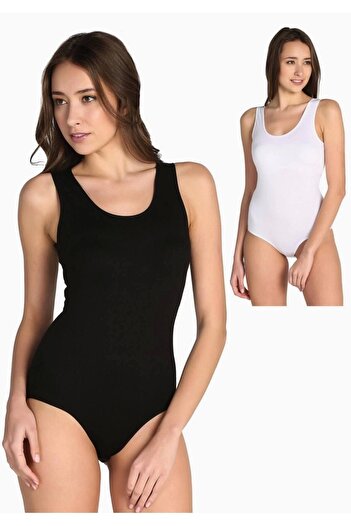 Tutku Kadın 6'lı Paket Kalın Askılı Likralı Kancalı Çıtçıtlı Body Zıbın (SİYAH)