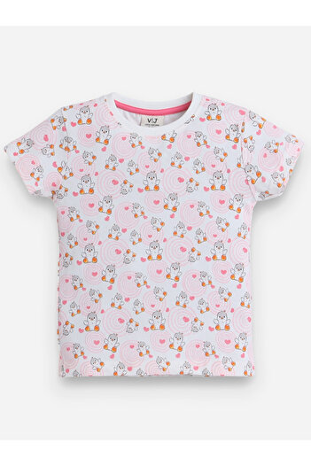 Victor and Jane By Styli All-Over Printed Cotton T-Shirt and Pyjama Set
