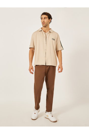 Styli Embroidered Oversized Shirt with Tape Detail