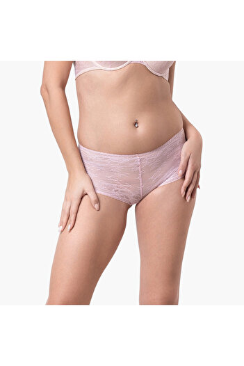 Aadaraya Aadaraya Lace Textured Brief with Elasticated Waistband