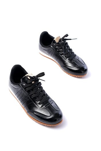 Aymood M-1009 Siyah Rugan Bağcıklı Günlük Kadın Spor