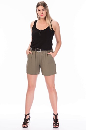MYLİNE Elastic Waist Pocket Shorts
