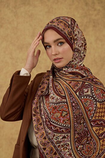İpekhan İpekhan Soft Shawl Burgundy Mustard Model: 3051-02
