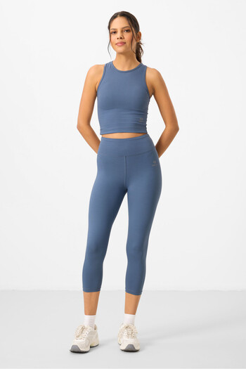 TOMMY LIFE Set cu colanți pentru femei, cu talie înaltă, cu talie înaltă, cu crop capri, slim fit - 95284