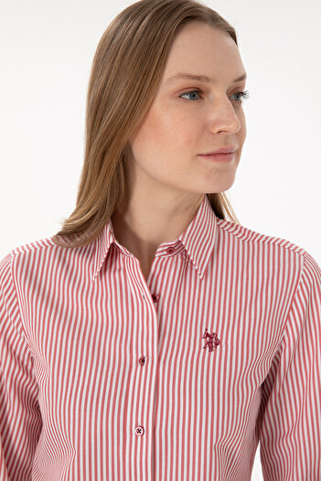 U.S. Polo Assn. Women's Cherry Striped Long Sleeve Shirt 50306407 -Vr223