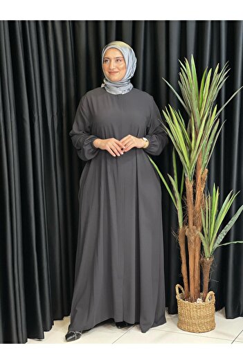 Butik büyük beden Plain Crepe Ferace