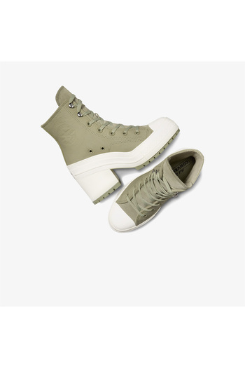 Converse Chuck 70 De Luxe Heel Unisex Haki Deri Platform Sneaker