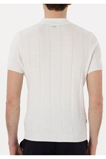 Lonca Tekstil Men's Standard Fit Regular Cut Polo Neck Short Sleeve Knitwear T-Shirt