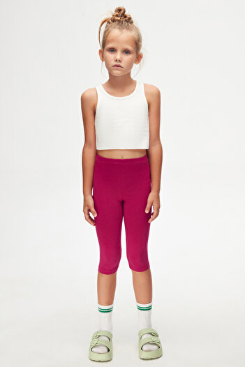 LOVETTI Girl's Plum Basic Knee-length Leggings Capri