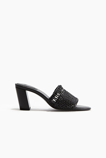 H&M Topuklu ve Örme Şeritli Sandalet