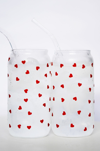 Caga Home Pinterest Bardak Kalp Desenli Isıya Dayanıklı Borosilikat 2 Adet Cam Pipetli Kahve ve Sunum Bardağı