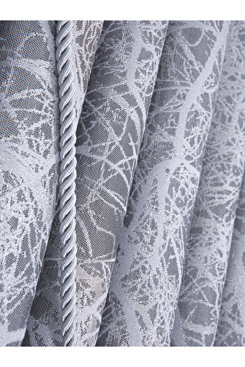 Karesi Yiğit Curtain 1/3 Dense Pleat Gray Color Patterned Background Curtain Product Is Braçol Gift