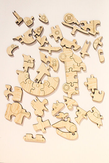 Store Ahşap Taşıtlar Puzzle Seti | 6'lı Eğitici Yapboz | 44 Parça | Montessori Oyuncak - Eğitici Oyuncak