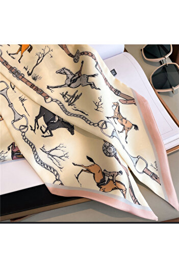 Phellos Herme Model Horse Figured Thin Structure Μεταξένιο Εισαγόμενο Φουλάρι/Γυναικείο Αξεσουάρ