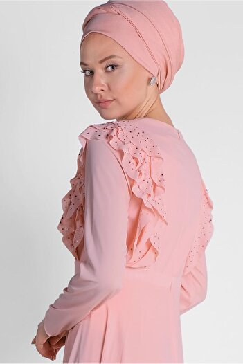 Alvina Fluffy and Stone Detailed Dress 4996